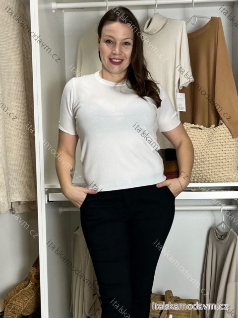 Svetr upletový tenký krátký rukáv dámské LEXI (S/M/L ONE SIZE) ITALSKÁ MÓDA IMWCP25W8505/DUR S/M/L bílá