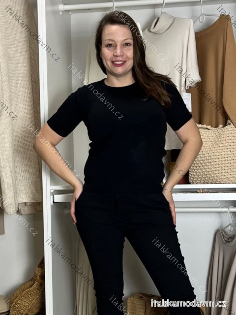 Svetr upletový tenký krátký rukáv dámské LEXI (S/M/L ONE SIZE) ITALSKÁ MÓDA IMWCP25W8505/DUR S/M/L Černá