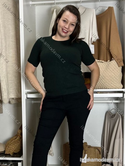 Svetr upletový tenký krátký rukáv dámské LEXI (S/M/L ONE SIZE) ITALSKÁ MÓDA IMWCP25W8505/DUR S/M/L tmavě zelená