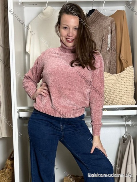 Sveter ženilkový  s rolákem dlhý rukáv dámskyLENA  (M/L-XL/2XL ONE SIZE) ITALSKÁ MÓDA MUS25S004/DR M / L ružová