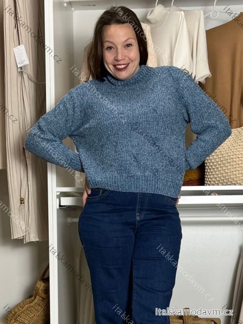 Sveter ženilkový  se stojáčkem dlhý rukáv dámskyLENA  (M/L-XL/2XL ONE SIZE) ITALSKÁ MÓDA MUS25S012/DR