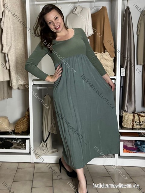 Šaty dlhé voľnočasové teplé dlhý rukáv dámske ALEX (S/M/L ONE SIZE) TALIANSKA MÓDA IM425574