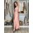 Šaty dlhé elegantné na ramienka dámske AMANDA  (S/M/L ONE SIZE) TALIANSKA MODA IM323022/DUR S/M/L růžová světlá