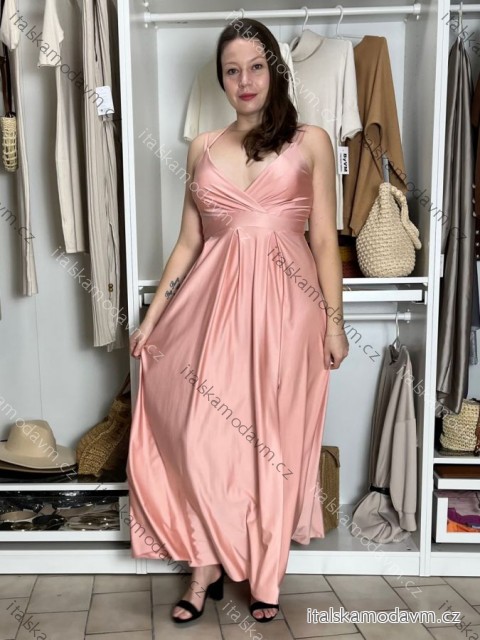 Šaty dlhé elegantné na ramienka dámske AMANDA  (S/M/L ONE SIZE) TALIANSKA MODA IM323022/DUR S/M/L růžová světlá