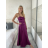 Šaty spoločenské dlhé elegantné na ramienka šnurovacie dámske ROSE (S/M ONE SIZE) TALIANSKA MODA IM323013/DUR tm. fuchsiová S/M/L