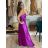 Šaty spoločenské dlhé elegantné na ramienka šnurovacie dámske ROSE (S/M ONE SIZE) TALIANSKA MODA IM323013/DUR tm. fuchsiová S/M/L