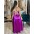 Šaty spoločenské dlhé elegantné na ramienka šnurovacie dámske ROSE (S/M ONE SIZE) TALIANSKA MODA IM323013/DUR tm. fuchsiová S/M/L