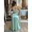 Šaty spoločenské dlhé elegantné na ramienka šnurovacie dámske ROSE (S/M ONE SIZE) TALIANSKA MODA IM323013/DUR sv. mintová S/M/L
