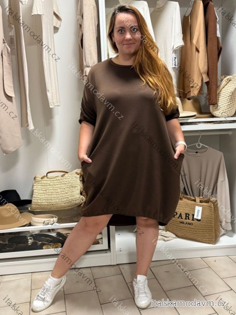 Šaty voľnočasové 3/4 rukáv dámske nadrozmer (54/56/58 ONE SIZE) TALIANSKA MÓDA IM4251137