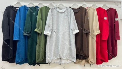 Šaty mikinové dlhý rukáv dámske nadrozmer (54/56/58 ONE SIZE) TALIANSKA MÓDA IM425591
