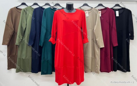 Šaty dlhé elegantný dlhý rukáv dámske nadrozmer (48/50/52 ONE SIZE) TALIANSKA MÓDA IM425597