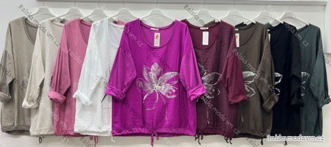 Tričko dlhý rukáv dámske nadrozmer (52/54/58 ONE SIZE) TALIANSKA MÓDA IM425603