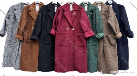 Kabát flaušový beránkový dlouhý rukáv dámský (S/M/L ONE SIZE) ITALSKÁ MÓDA IMD25238
