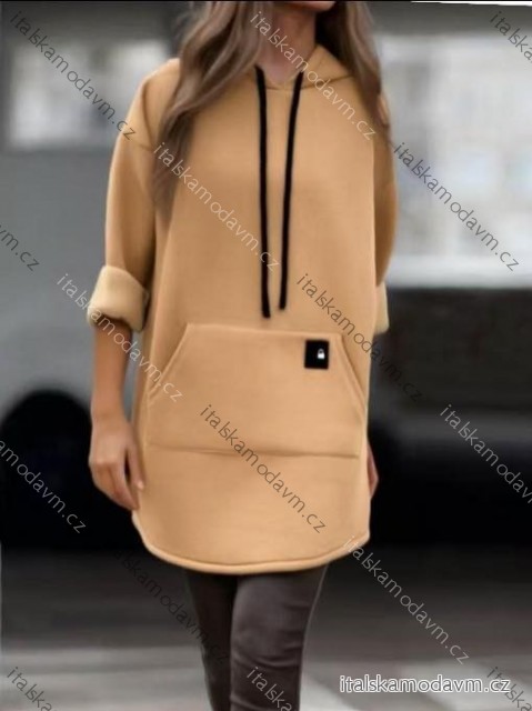 Šaty mikinové zateplené dlhý rukáv dámske nadrozmer (46/48/50 ONE SIZE) TALIANSKA MÓDA IMD25239