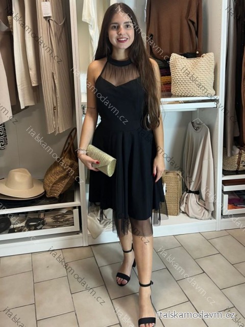 Šaty plesové elegantní na ramínka dámské (S/M ONE SIZE) ITALSKá MóDA IM322303/UL S/M čierna