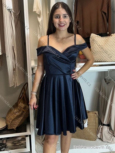 Šaty spoločenské saténové carmen dámske (S/M ONE SIZE) TALIANSKA MóDA IMHMS23087/DU