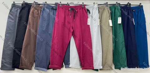 Nohavice plátené dámske nadrozmer (46/48/50 ONE SIZE) TALIANSKA MÓDA IM425554