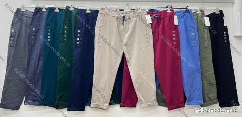 Nohavice plátené dámske nadrozmer (52/54/56 ONE SIZE) TALIANSKA MÓDA IM425503