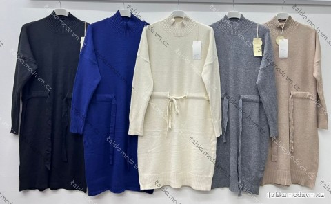 Šaty úpletové teplé s rolákom dlhý rukáv dámske nadrozmer (48/50/52 ONE SIZE) TALIANSKA MÓDA IM425646
