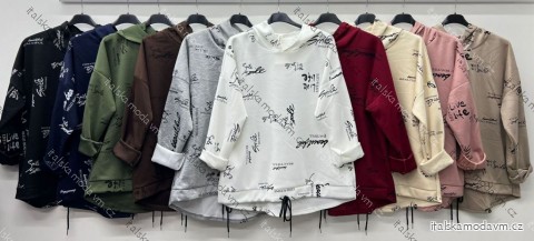 Mikina s kapucňou dlhý rukáv MASELKO dámska nadrozmer (50/52/54 ONE SIZE) TALIANSKA MÓDA IM425647
