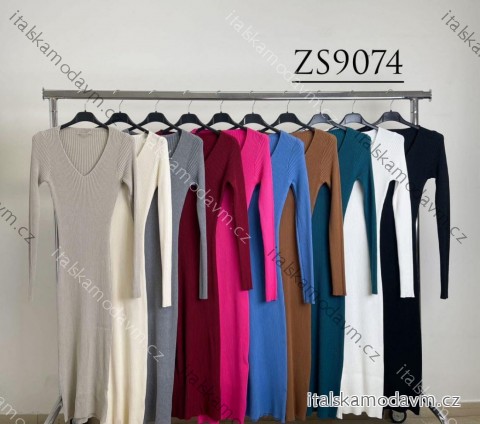 Šaty dlhé úpletové dlhý rukáv dámske (XS/S/M ONE SIZE) TALIANSKA MÓDA IMM25M9074