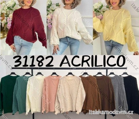 Sveter pletený oversize dlhý rukáv dámsky (XS/S/M ONE SIZE) TALIANSKA MÓDA IMM25M31182