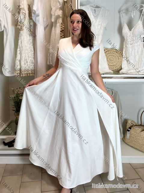 Šaty dlouhé společenské krátký rukáv dámské (36-56) POLSKÁ MÓDA PMLMR23AFRODYTA-2/DU