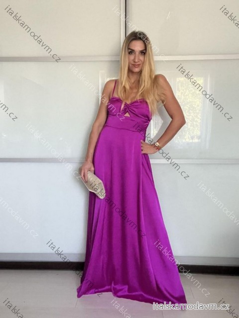 Šaty dlouhé elegantní saténové na ramínka dámské (S/M/L ONE SIZE) ITALSKÁ MÓDA IMPBB25B26588/DU