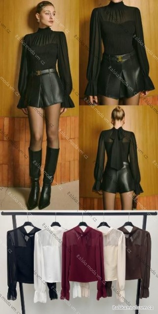 Halenka elegantní dlouhý rukáv dámská (XS/S/M ONE SIZE) ITALSKÁ MÓDA IMM25M43427