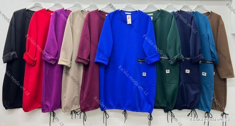 Šaty teplé 3/4 dlhý rukáv dámske nadrozmer (50/52/54 ONE SIZE) TALIANSKA MÓDA IM425659