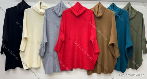 Sveter úpletový oversize s rolákom dlhý rukáv dámsky nadrozmer (54/56/58 ONE SIZE) TALIANSKA MÓDA IM425669