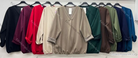 Tunika teplá maselko dlouhý rukáv dámská nadrozměr (50/52/54 ONE SIZE) ITALSKÁ MÓDA IM425670
