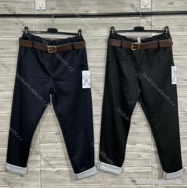 Nohavice elegantné s opaskom dámske (S/M/L ONE SIZE) TALIANSKA MÓDA IMPOZ25LV-2065