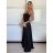 Šaty dlhé elegantné letné na ramienka dámske (XS/S/M ONE SIZE) TALIANSKA MÓDA IMM25M40243/DU -   čierna -   S / M