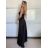 Šaty dlhé elegantné letné na ramienka dámske (XS/S/M ONE SIZE) TALIANSKA MÓDA IMM25M40243/DU -   čierna -   S / M