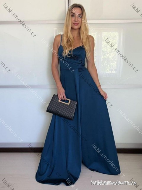 Šaty dlouhé elegantní letní na ramínka dámské (XS/S/M ONE SIZE) ITALSKÁ MÓDA IMM25M40243/DU -   modrá petrolejová -   S/M
