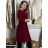 Šaty elegantný dlhý rukáv dámska (S/M ONE SIZE) TALIANSKA MÓDA IMM23M6062/DUR S/M/L vínová