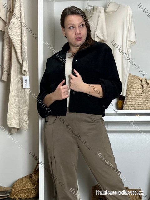Kabátik teplý dlhý rukáv dámsky DANA (S/M/L ONE SIZE) TALIANSKA MÓDA IMD25183/DU S/M/L čierna