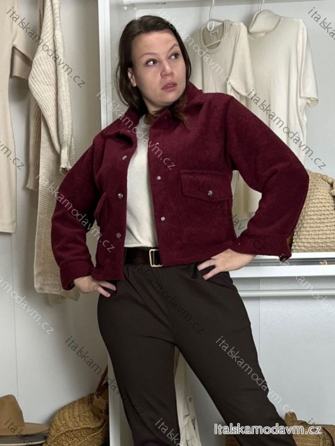 Kabátik teplý dlhý rukáv dámsky DANA (S/M/L ONE SIZE) TALIANSKA MÓDA IMD25183/DU S/M/L vínová