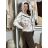Mikina oversize na zips s kapucňou dlhý rukáv dámska WRITE  (M/L/XL ONE SIZE) TALIANSKA MÓDA IMPOZ25JSD-16583/DU M/L/XL biela