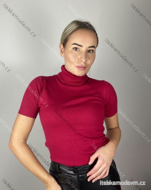 Tričko teplé s rolákom úpletové krátky rukáv dámske (S/M ONE SIZE) TALIANSKA MÓDA IMM22FD5805
