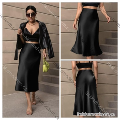 Sukňa stredne dlhá saténová dámska (S/M ONE SIZE) TALIANSKA MÓDA IMM23UN6886