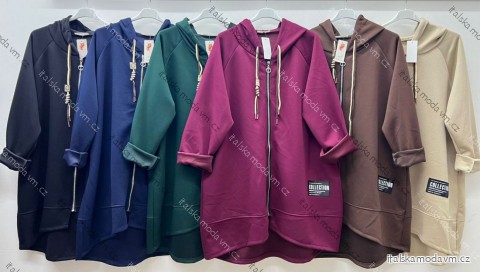 Mikina teplá s kapucňou na zips dlhý rukáv dámska nadrozmer (54/56/58 ONE SIZE) TALIANSKA MÓDA IM425631