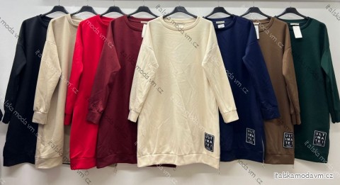 Šaty mikinové dlhý rukáv dámske nadrozmer (48/50/52 ONE SIZE) TALIANSKA MÓDA IM425633