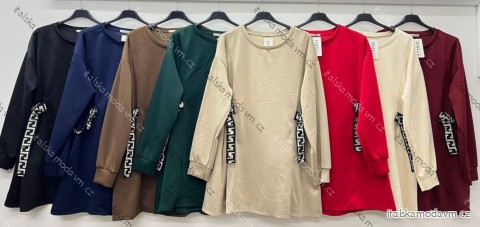 Šaty mikinové s opaskom dlhý rukáv dámske nadrozmer (54/56/58 ONE SIZE) TALIANSKA MÓDA IM425642