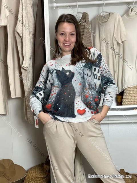 Sveter tenký dlhý rukáv dámsky CAT (M/L/XL ONE SIZE) TALIANSKA MÓDA IMSM251137/DU