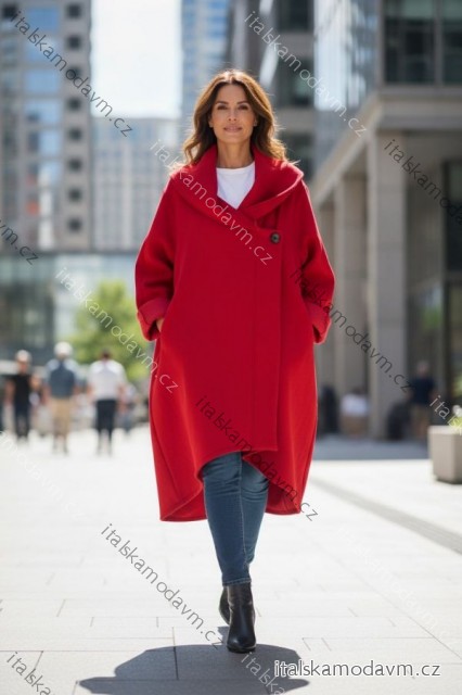 Kabát teplý na gombík dlhý rukáv dámsky nadrozmer (44/46/48 ONE SIZE) TALIANSKA MÓDA IMD25243