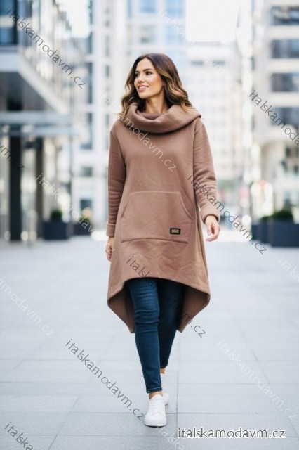 Mikina predĺžená teplá dlhý rukáv dámska (S/M/L ONE SIZE) TALIANSKA MÓDA IMD25244