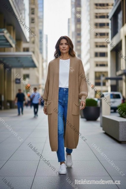 Cardigan pletený dlhý rukáv dámsky nadrozmer (48/50/52 ONE SIZE) TALIANSKA MÓDA IMD25247