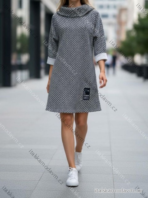 Šaty teplé dlhý rukáv dámske nadrozmer (46/48/50 ONE SIZE) TALIANSKA MÓDA IMD25248